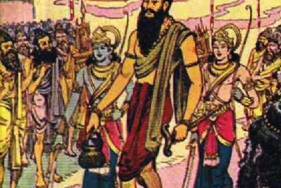 Rama and Lakahmana going to Siddasramam with Viswamitra